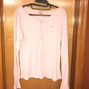 Ribbed long sleeve pale pink shirt